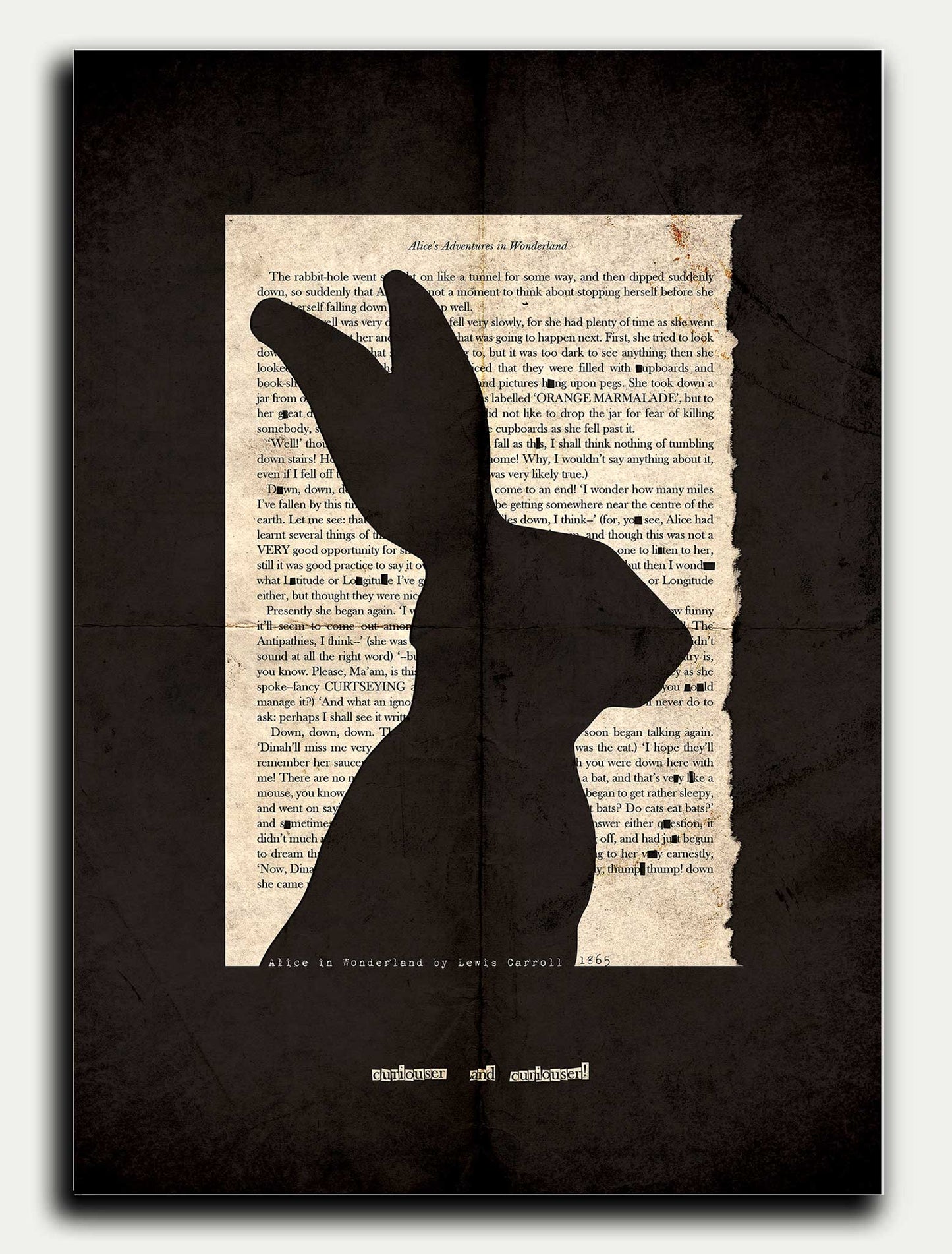 Alice in Wonderland Black Hare Greeting Card