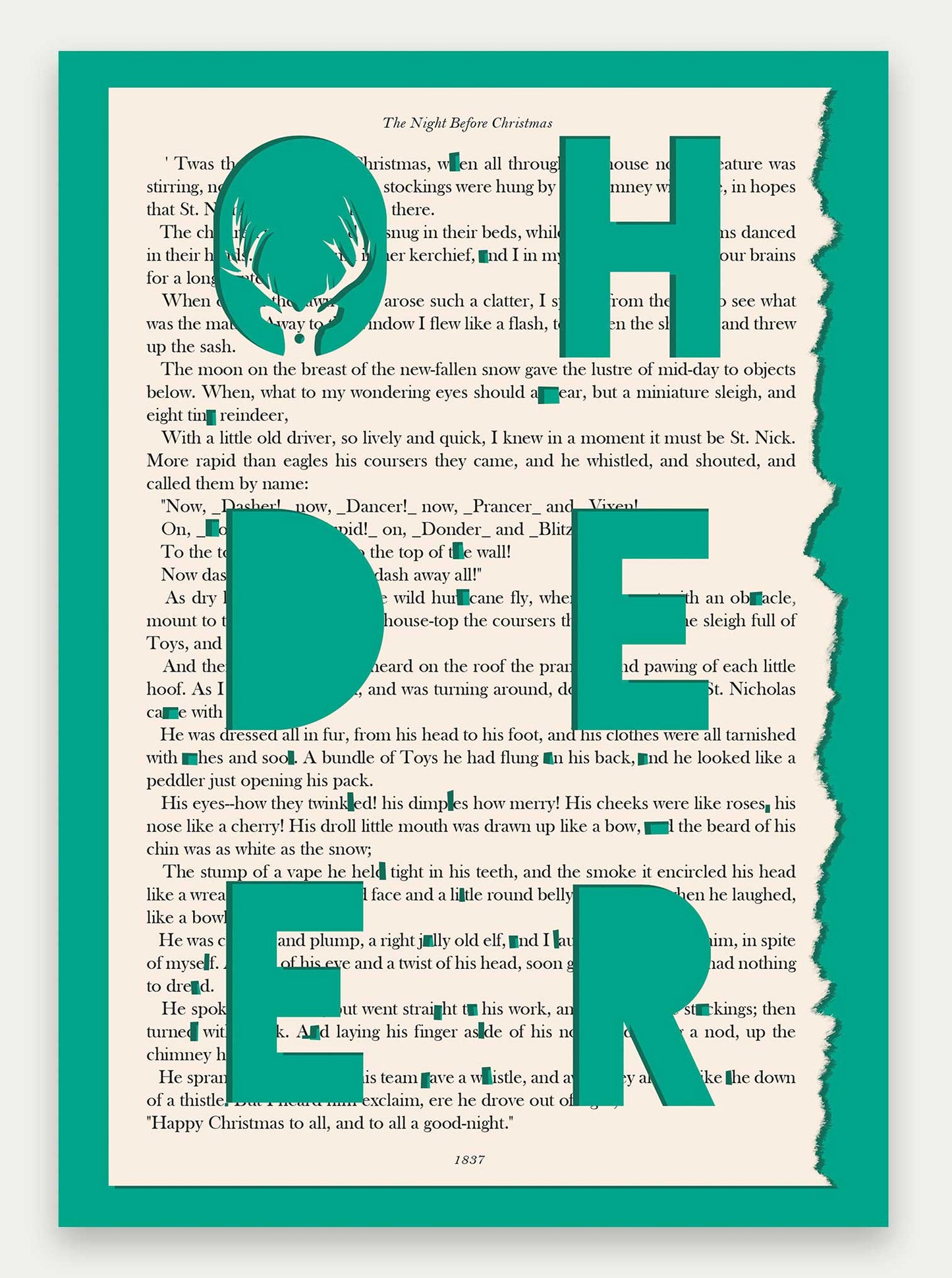 The Night Before Christmas OH DEER Christmas Card