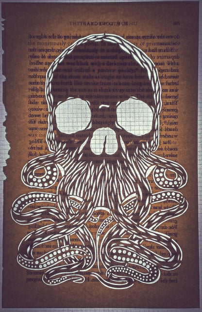 The Call of Cthulhu// "Kraken Skull 167" Original Paper Cut
