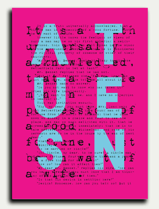 Pride and Prejudice AUSTEN pink Greeting Card