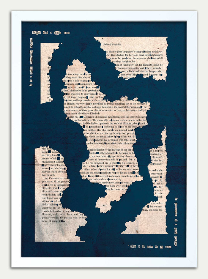 Pride and Prejudice "Derbyshire Pride" Blue Grunge