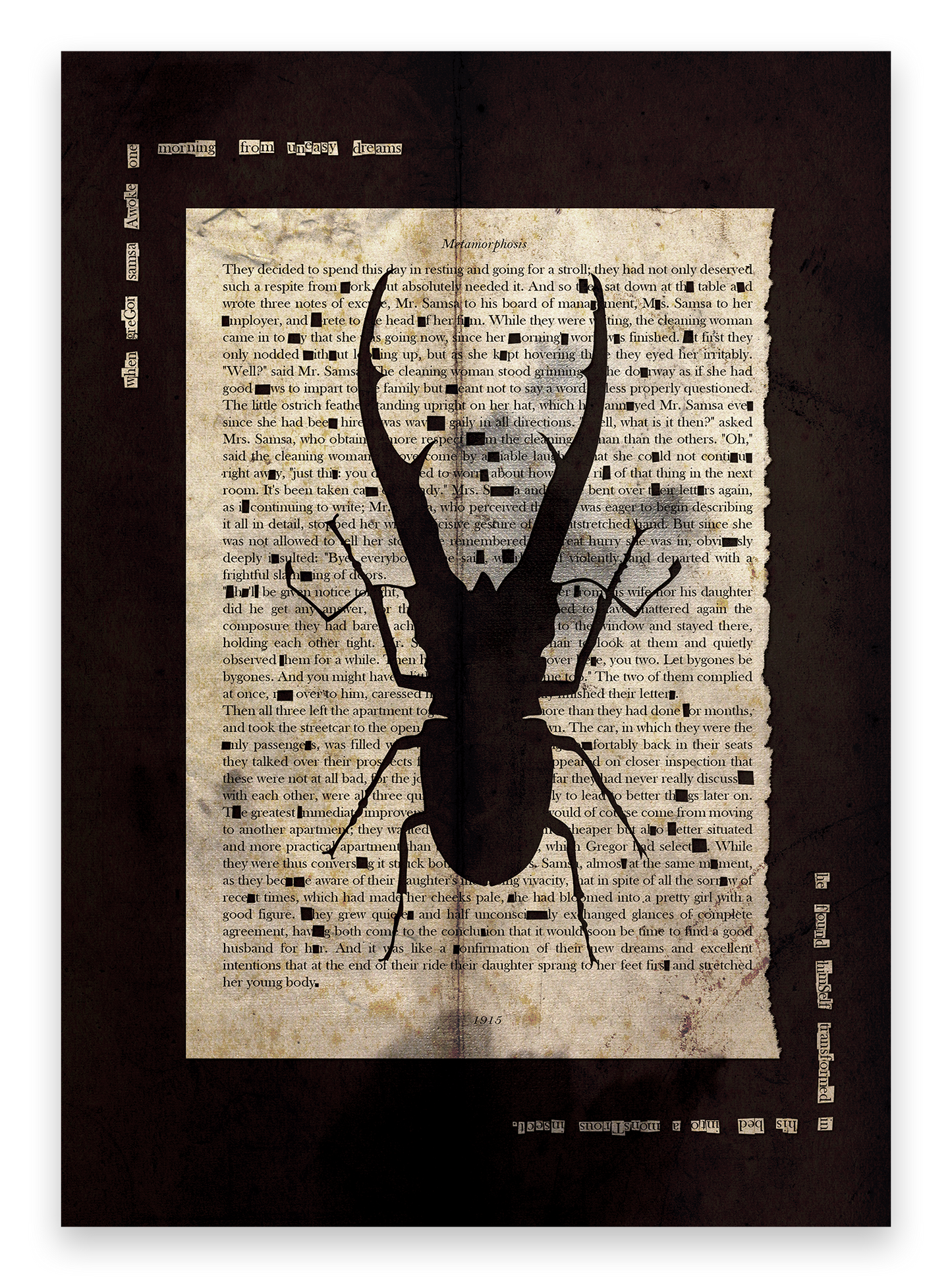 Metamorphosis by Franz Kafka "Stag Beetle" Black Edition Fine Art Print