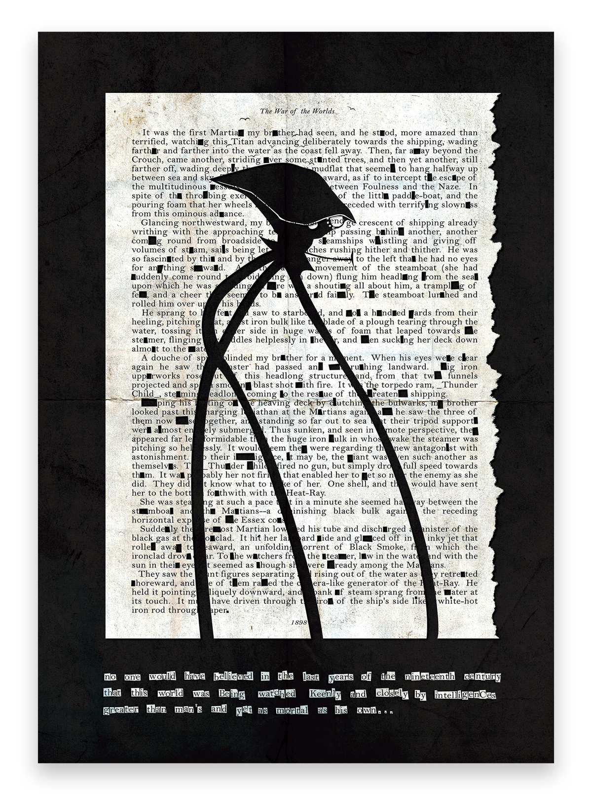 War of the Worlds Black Grunge "Classic" Fine Art Print